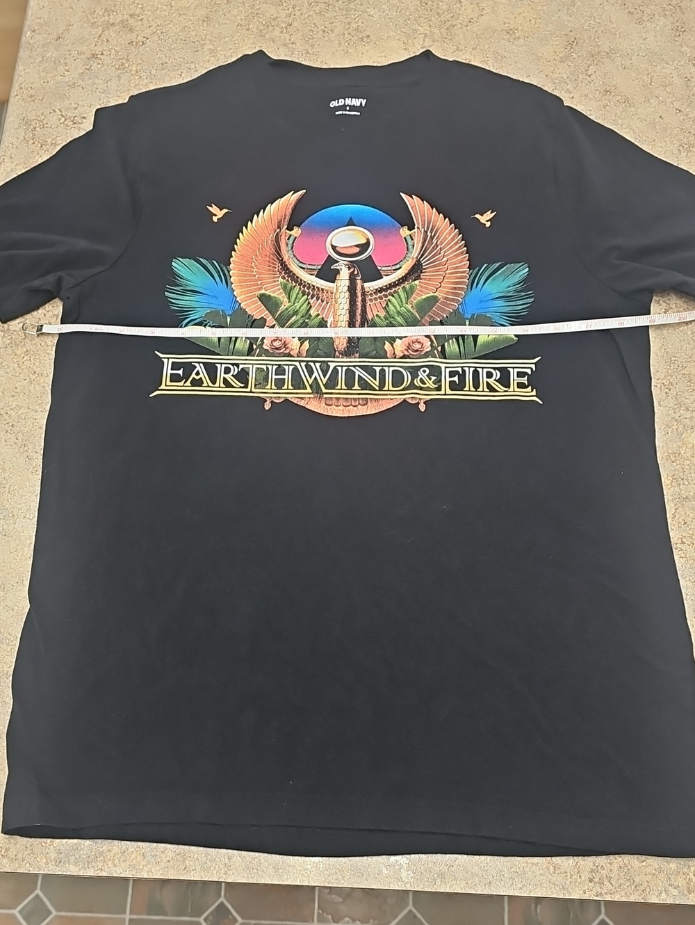 Old Navy Black Earth, Wind & Fire Graphic Tee with Multicolor Emblem